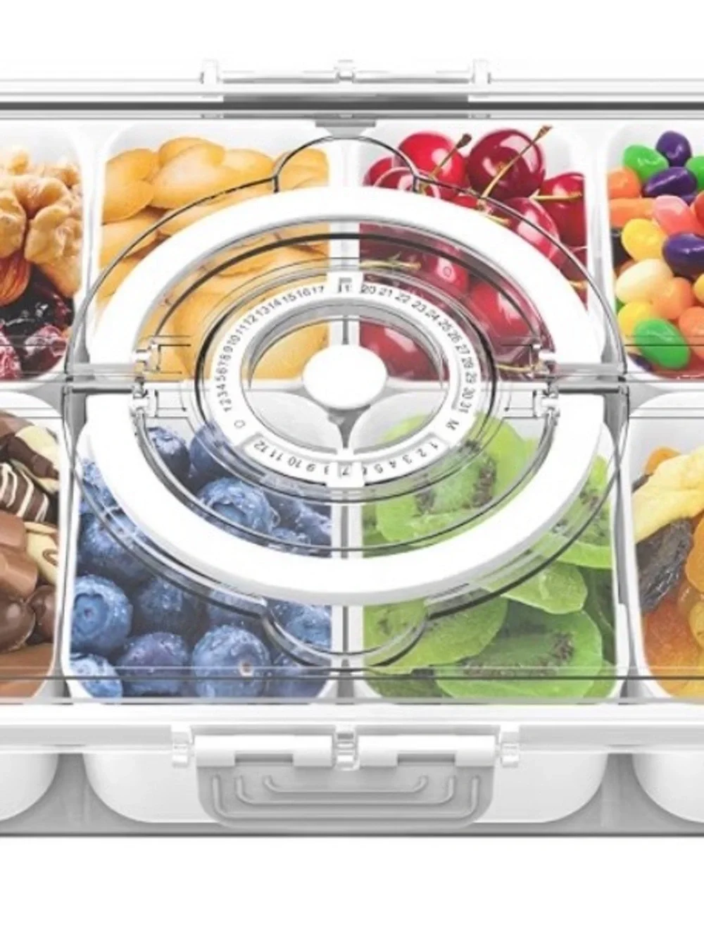 NEW - Divided Serving Tray with Lid and Handle,Time Recording 8 Compartments